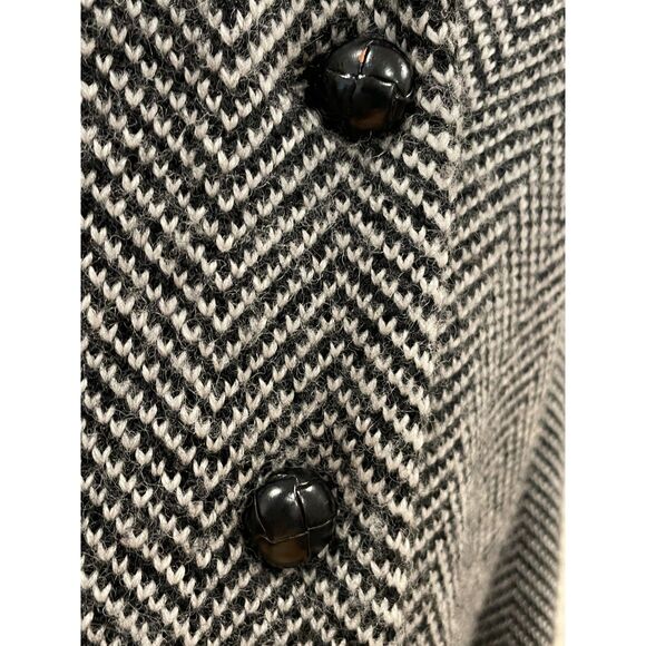 ~ Lauren Ralph Lauren Blazer Jacket Wool Black White Tweed Chevron Button Pocket - Picture 9 of 16